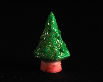 Tavern Star Flecked Lighted Pine Candle - Christmas Tree - Novelty Holiday Candle Decoration - Christmas Decor - Winter - Figural Wax Candle