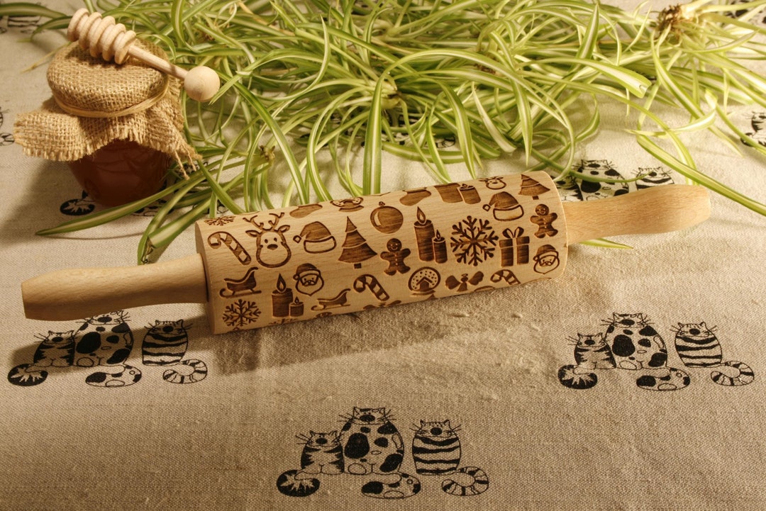 Christmas Christmas Rolling Pin Christmas Engraved Rolling Pin