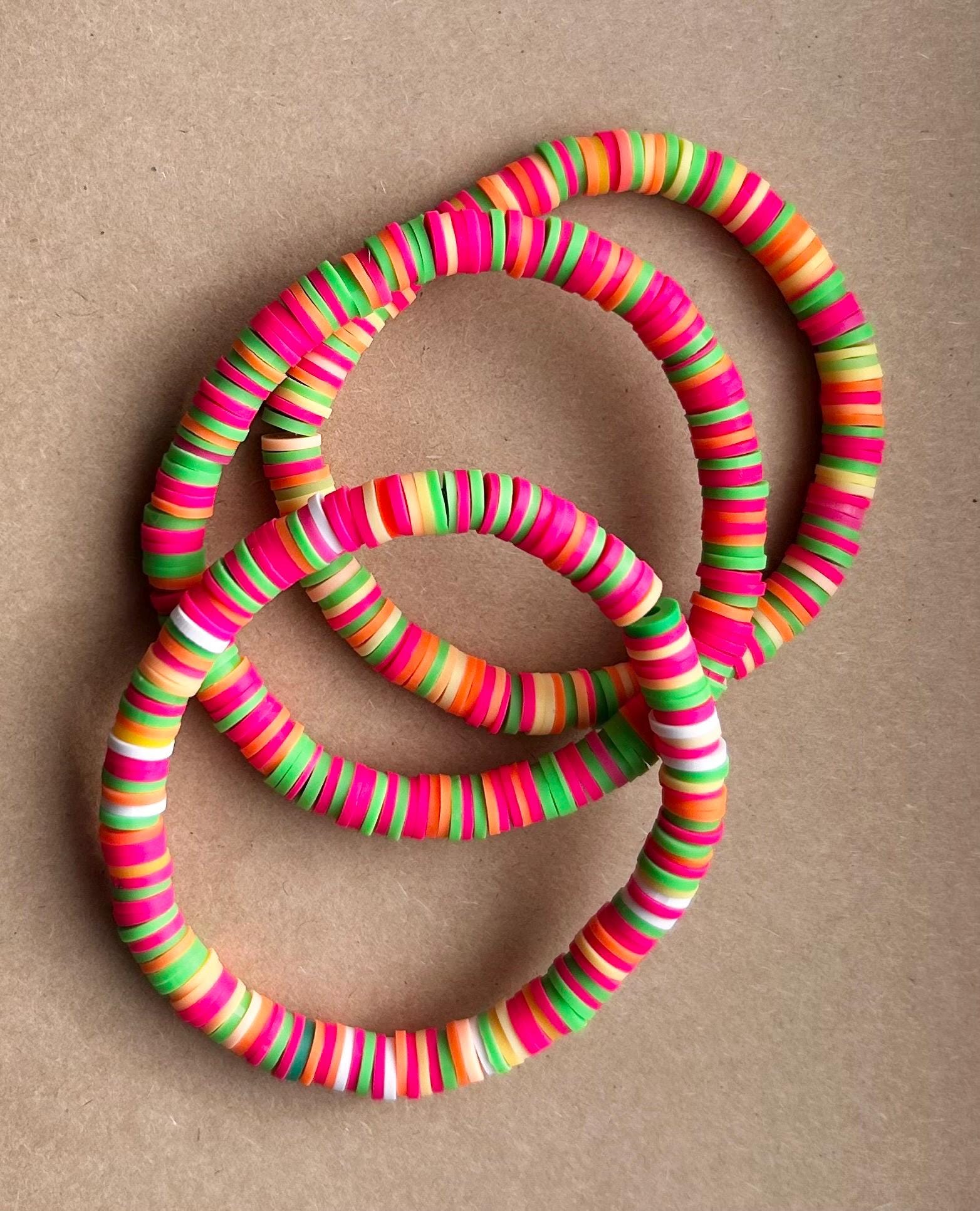 SOPHI Fashion Multi-color Flat Hair Elastics (3pcs) -27 Pack Bundle 3 Pack Clay Bead Bracelet - Etsy main image 3