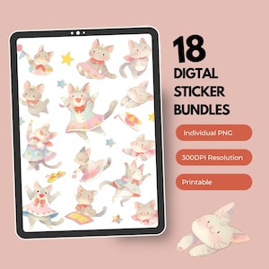 cute kitten sticker, kitten sticker pack, digital Sticker, Cat Plans Sticker, cat anime sticker, Scrapbooking, mood sticker, Cat PNG Sticker