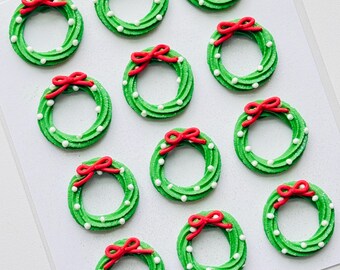Royal Icing Christmas Wreath Transfers, Cookie, Cake and Cupcake Decorating Supplies. Cake charms