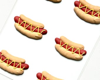 Large Hot Dog Royal Icing Transfers, Cake Decorations, Cupcake Toppers (2" Size)