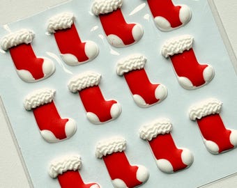 Royal Icing Christmas Stocking Transfers, Cookie, Cake and Cupcake Decorating Supplies. Cake charms