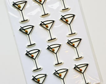 Martini Royal Icing Transfers, Cake Decorations , Cupcake Toppers A Tini /Teeny Bit Older sprinkles Edble Martini Glasses