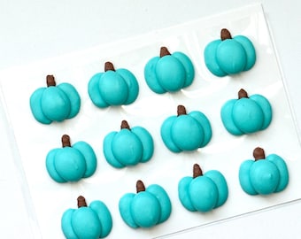 Teal Pumpkin Royal Icing  Transfers, Cupcake Toppers, Cookie Decorations, Halloween Autumn Sprinkles