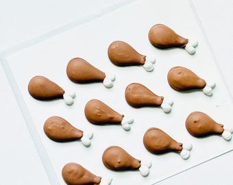 Hand-Piped Turkey Leg Royal Icing Transfers, Thanksgiving Cake Decorations