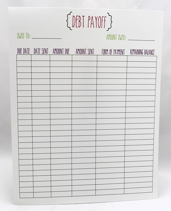 Items similar to Debt Payoff Worksheet PDF File Download it NOW Great