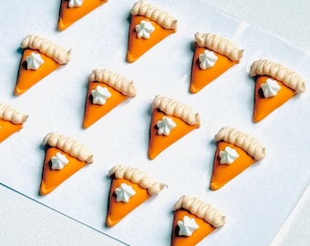 Hand-Piped Pumpkin Pie Slice Transfers, Thanksgiving Cake Decorations
