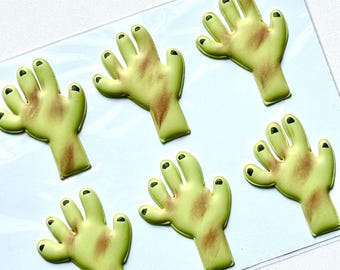 Zombie Hand Royal Icing Transfers, Halloween Cookie Decorations, Edible Toppers Cupcake, Cake Pop Decorations