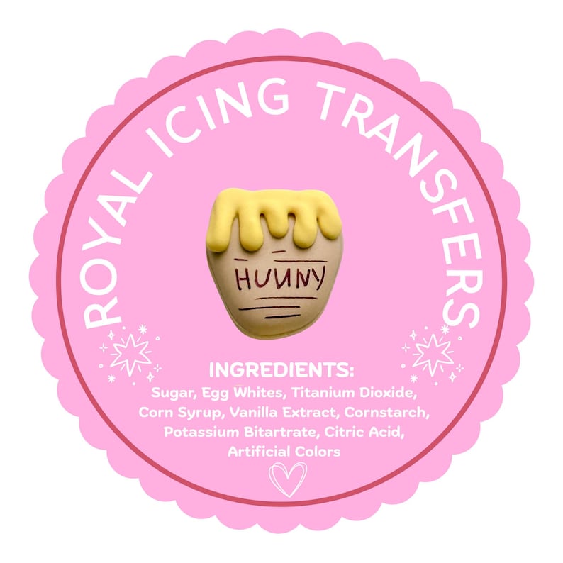 Royal Icing Hunny Pot Transfers, Winnie the Pooh Cookie Cupcake Decorating Supplies image 10