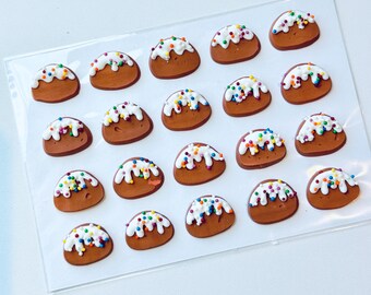 Hand Piped Royal Icing Fruitcake Transfers, Cookie, Cake and Cupcake Decorating Supplies