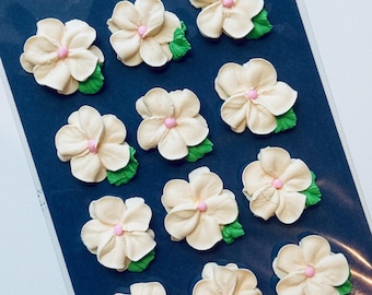 Flower Blossom Royal Icing Transfers Edible Decorations for Cookies, Cakes & Cupcakes 12 pieces.