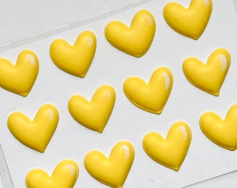 Royal Icing Heart Transfers, Edible Cookie Decorations (12 pieces)