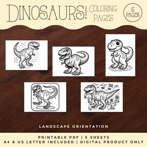 T Rex Coloring Pages, Kids Dinosaur Coloring Sheets, Printable PDF, Digital Files, Kids Coloring Activities, For Teachers