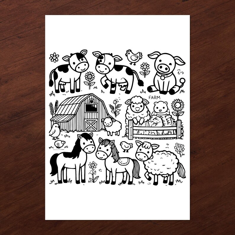 Farm Animal Coloring Pages, Kid's Farm Themed Coloring Sheets