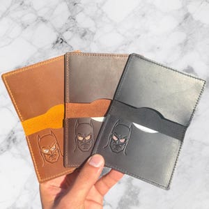 Minimalist Bat ID Wallet - Genuine Leather Wallet With Super Hero Mask