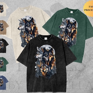 Acid Wash Tshirt, Oversized Tshirt, Wolf Shirt, Baggy Shirts Men, Oversized Tshirt Women, Acid Wash Fabric, Baggy Shirts for Women