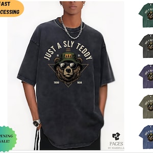Sly Teddy Shirt, Oversized Washed T-Shirt, Vintage Shirt, Unisex Comfort Colors, Streetwear Clothing, Baggy Acid Wash Shirt, Gift For Him