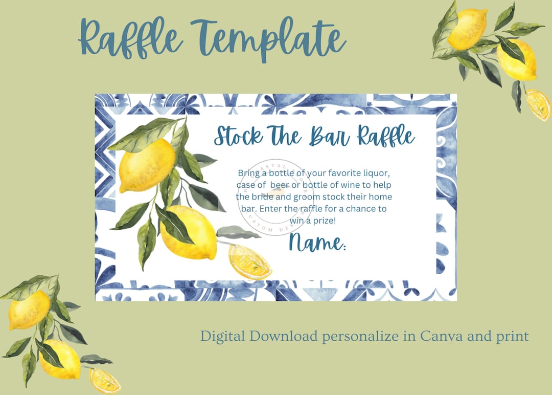 Stock the Bar Raffle-mediterranean/ Lemon - Etsy