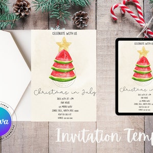 Christmas in July- Invitation digital download template