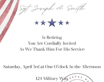 Military Retirement Party-Digital Download Invitation Template