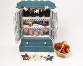 1:12 Dollhouse Miniatures Furniture Hutch China Cabinet Blue Inch Scale