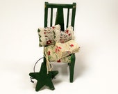 Dollhouse Miniatures Artisan Wooden Chair Kitchen Dining Green Inch Scale