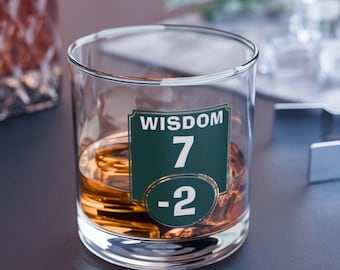 Funny "Negative Wisdom Modifier" Rocks Glass - Dungeons and Dragons RPG DnD Glassware