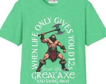 D12 Swing Away T-Shirt: DnD RPG Humor, Softstyle Cotton Tee