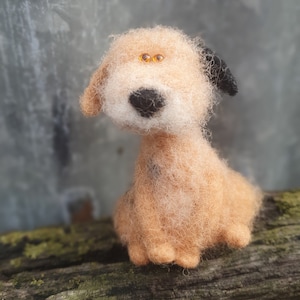 Made to order needle felted brown dog Busik -wool dog sculpture -handmade gift or home decoration