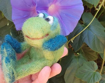 Handmade felted frog prince