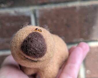 Waldemar the wool felt wombat - handmade toy for home decor - unique birthday gift