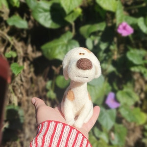Needle felted white dog - Handmade white dog toy