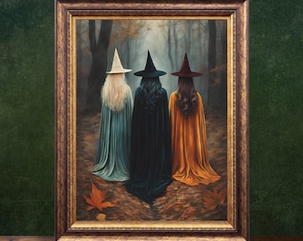 The Coven, Witch Print, Vintage Poster, Art Poster Print, Cottagecore, Gothic, Dark Academia, Witch Art, Halloween Art