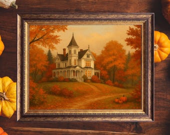 The Practical Magic House in Autumn, Vintage Poster, Art Poster Print, Cottagecore, Witchy Print, Dark Academia, Witch Art, Halloween Art