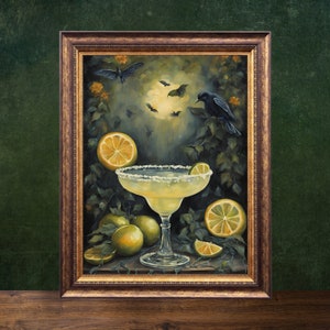 Midnight Margarita Praktische Magie, Vintage Poster, Kunstdruck, Cottagecore, Witchy Print, Dark Academia, Hexenkunst, Halloween Kunst