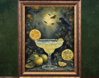 Midnight Margarita Practical Magic, Vintage Poster, Art Poster Print, Cottagecore, Witchy Print, Dark Academia, Witch Art, Halloween Art