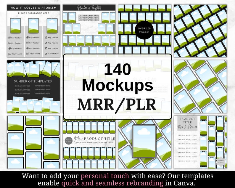 Digital Product Mockup Templates, Editable Canva Marketing (instant