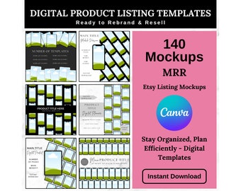 Digital Product Mockup Templates, Editable Canva Marketing (Instant Download)