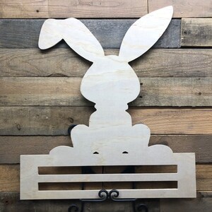 Bunny Door Rail, Bunny Sign, Bunny Door Hanger, Door Hanger Rail, Wood Cutout, DIY Sign, Unpainted Sign, Wood  Blank, Wood Rail