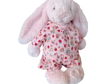 Pijama Jellycat de fresa, ropa Jellycat, vestido hecho a mano para conejitos Jellycat, conjuntos para conejitos en varios tamaños, regalo de Navidad