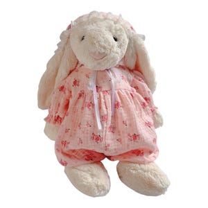 Jellycat With Pink Overalls, Jellycat Outfit, Floral Dress For Jellycat Dolls Gift For Girls Christmas Gift For Kids