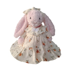 SPECIAL DESIGN- Jellycat Dress, Jellycat Clothing, Jellycat With Rose Princess Dress, Dress For Jellycat Bunnies, Birthday Gift For Kids