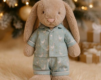 Swan Jellycat Pajamas With Sleep Mask, Jellycat Clothing, Handmade Dress For Jellycat Bunnies, Bunny Dolls Outfits With Multiple Sizes