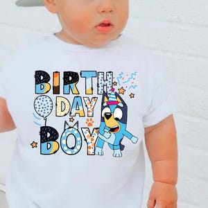 Personalized Blue Dog Birthday Boy Shirt Custom Birthday Boy Shirt Birthday Blue Shirt Birthday Party Shirts Funny Toddler Shirt turns year