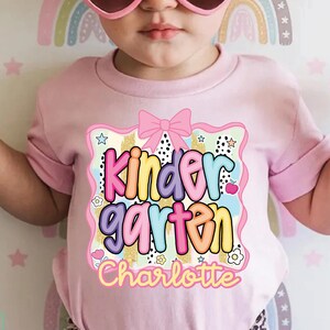 Custom Kindergarten Girls Shirt Personalized Kids Name Back To School TShirt Toddler Kid Kindergarten Shirt With Name Kindergarten Girl Gift