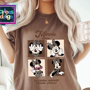 Comfort Colors Fashion Minnie Trend Smiles Shirt Minnie Shirt for Disneyland Trip Disneyworld minnie tee Family Matching Leopard minnie Tee