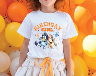 Dog Birthday T-shirt Cute Blue Birthday Girl T-Shirt Blue party Birthday  T-shirt Blue Cartoon Shirt Dog T-shirt Birthday Tee