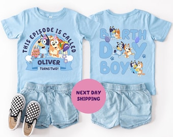 Custom Name and Age Birthday Boy Shirt Personalized Blue Birthday Party Shirt Funny Shirt Blue Inspired Shirt Gift For Birthday Shirt