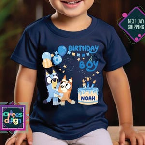 Customized Blue Dog Birthday Boy Shirt, Boy First Birthday Shirt, Bluedog Birthday Party Shirt,Personalized Birthday Boy Shirt,Cute Birthday